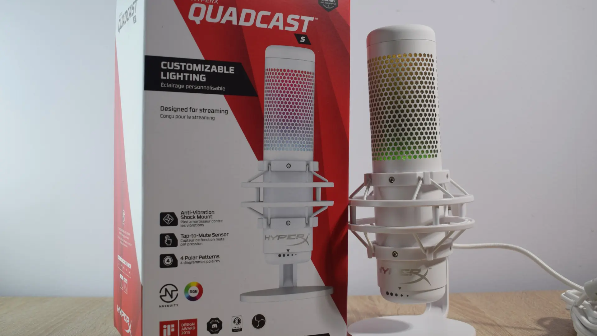 HyperX QuadCast S ホワイト HyperX QuadCast S - Micrófono de condensador USB, iluminación RGB