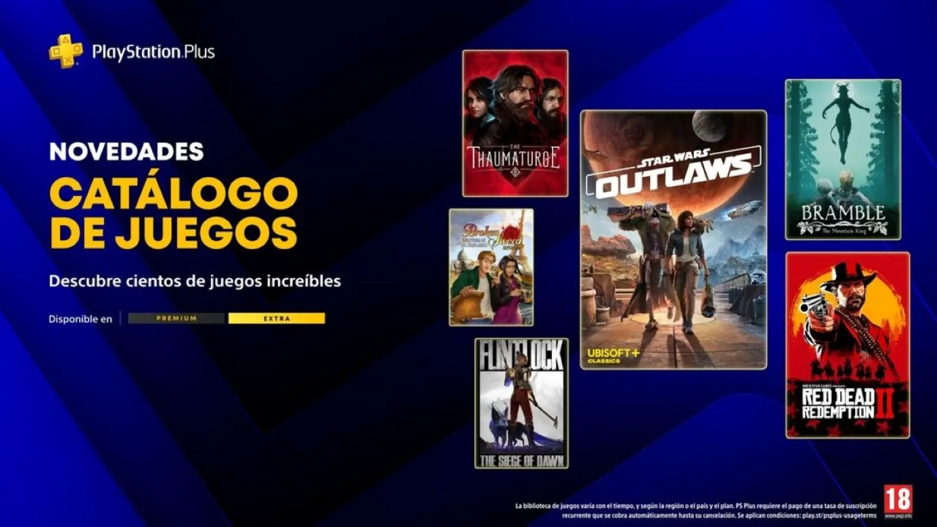 
         Anunciados los juegos de PS Plus Extra y Premium en mayo de 2026 con Star Wars Outlaws, Red Dead Redemption 2 y un clásico de recreativas en PS1 
    