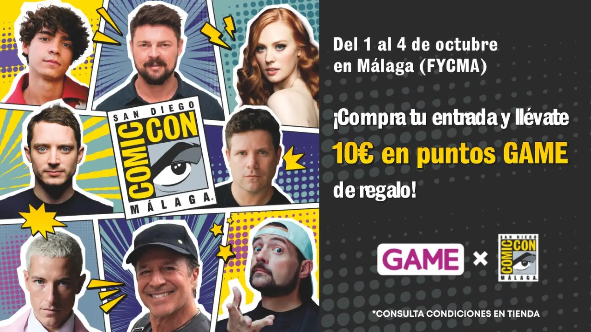 
         Compra tu entrada para la San Diego Comic-Con de Málaga en GAME y consigue 10 euros de regalo hasta el 29 de septiembre 
    