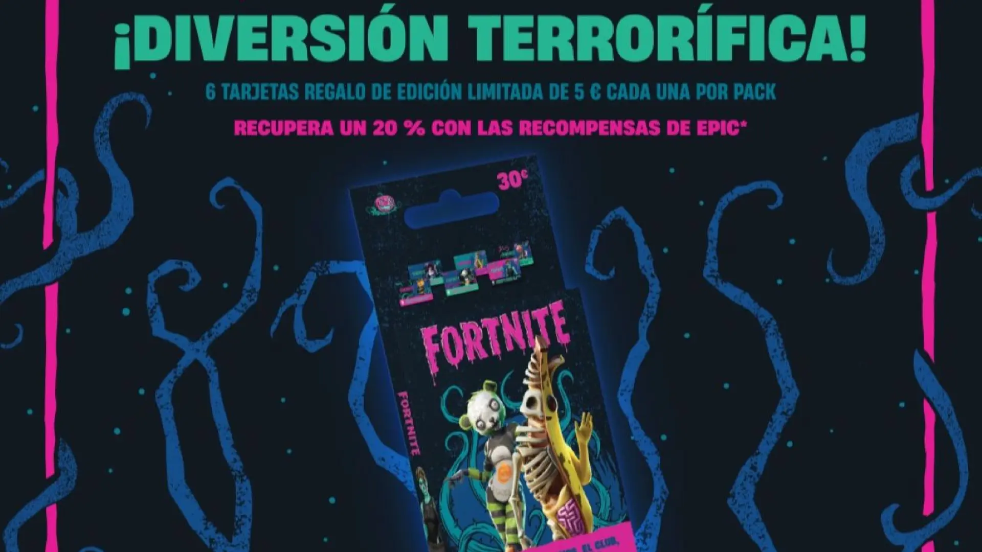 
         Fortnite celebra Halloween en GAME con las nuevas tarjetas de regalo de la colección Diversión Terrorífica, con las que puedes conseguir un traje exclusivo 
    