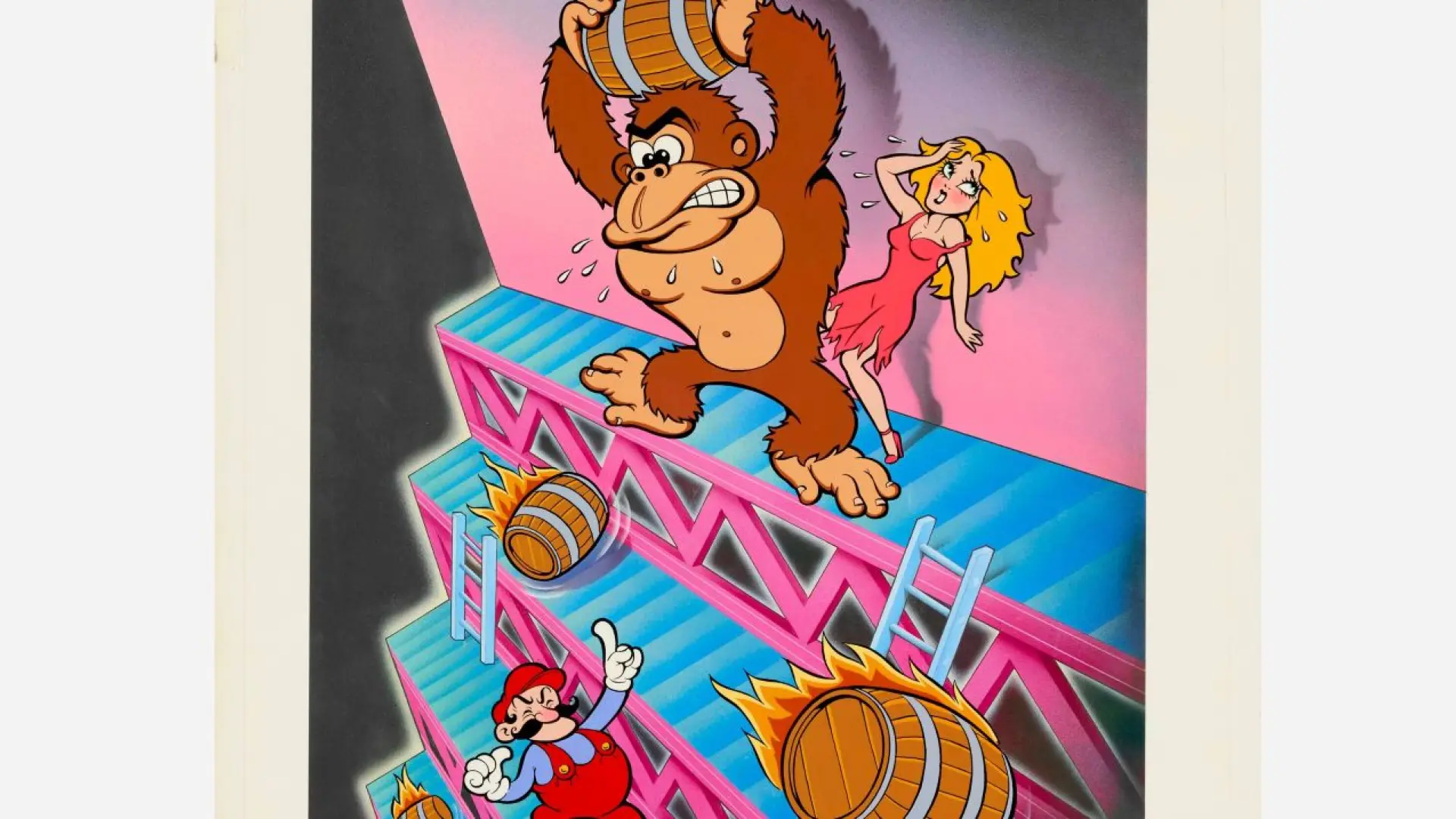 Una exdirectiva de Nintendo subasta el arte original de la recreativa de Donkey Kong, juegos de NES, carteles de la época, ropa, pines y otras reliquias nintenderas
