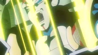 Goku Super Saiyan 4 mata a Baby con un Kame Hame Ha dirigido al sol