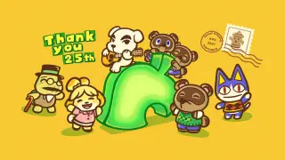 Ilustración oficial de Animal Crossing New Horizons para celebrar el 25 aniversario de la saga