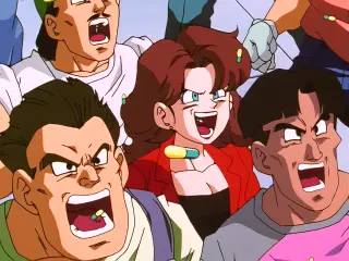 Pan lanza laxantes a los tsufurs para que expulsen los huevos de Baby en el episodio 31 de Dragon Ball GT