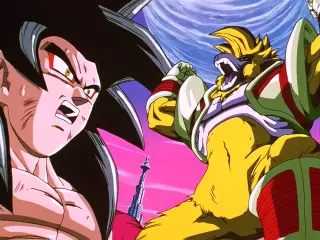 La transformación de Vegeta Baby en Ohzaru dorado en el episodio 35 de Dragon Ball GT