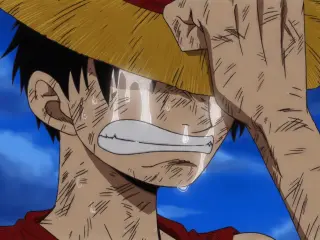 Luffy llorando en One Piece