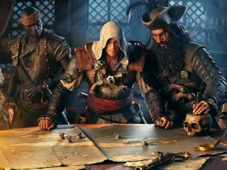 Edward Kenway con sus compañeros en el Jackdaw