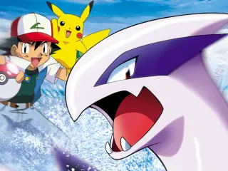 Ash, Pikachu y Lugia en Pokémon 2: El poder de uno