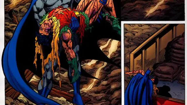 Jim Aparo preparó otra página en la que Jason Todd sobrevivía a la paliza y a la bomba.