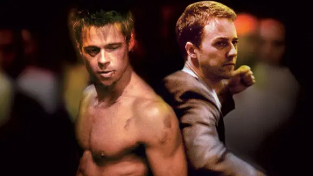 Brad Pitt y Edward Norton en El club de la lucha