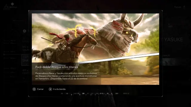 No te pierdas el crossover de Assassin's Creed Shadows con Attack on Titan