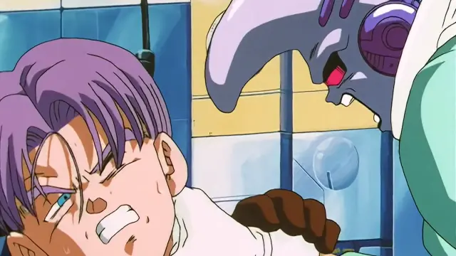 Baby estrangula a Trunks en el episodio 24 de Dragon Ball GT