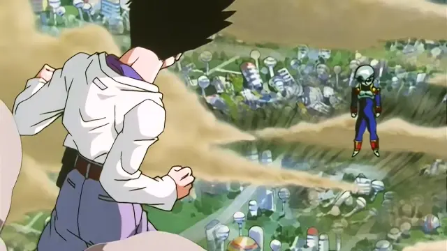 Baby aterroriza a la población destrozando el cuerpo de un ciudadano en el episodio 25 de Dragon Ball GT.