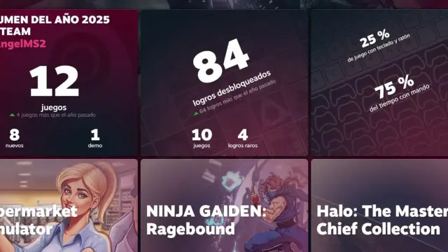 Así luce el Steam Replay o Resumen del Año 2025 de Steam