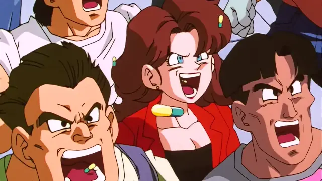 Pan lanza laxantes a los tsufurs para que expulsen los huevos de Baby en el episodio 31 de Dragon Ball GT