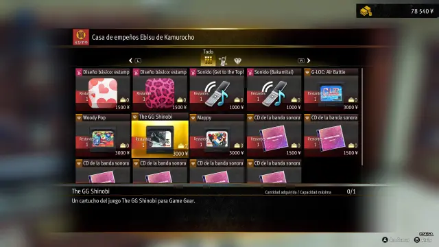 Cartuchos de Game Gear en Yakuza Kiwami 3 & Dark Ties