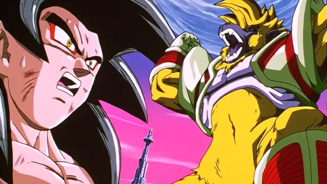 La transformación de Vegeta Baby en Ohzaru dorado en el episodio 35 de Dragon Ball GT