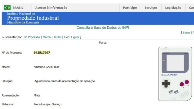 La marca Nintendo Game Boy ha sido registrada en el Ministerio de Economía de Brasil