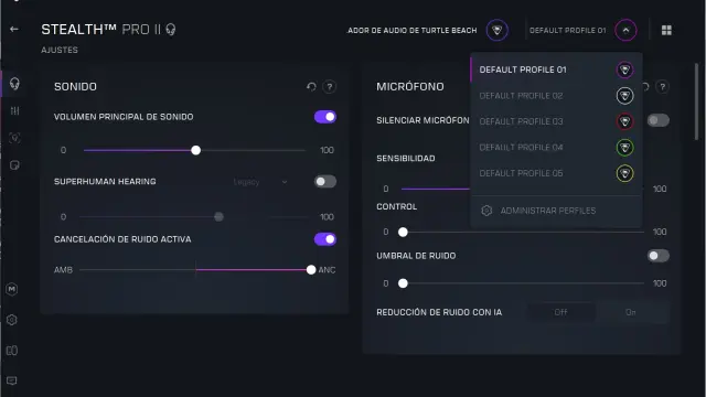 Stealth Pro II - opciones de configuración Swarm II