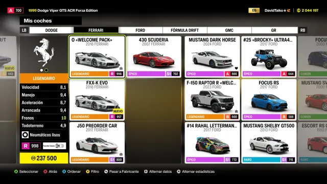 Ferrari del Welcome Pack en Forza Horizon 6
