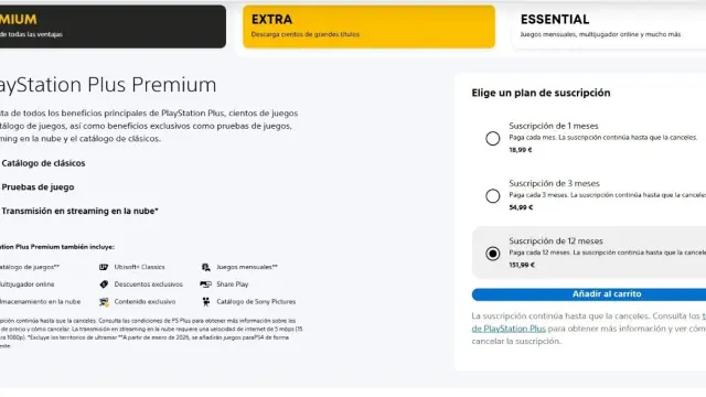 PS Plus Premium sube de precio los planes de 1 y 3 meses, al igual que Extra y Essential
