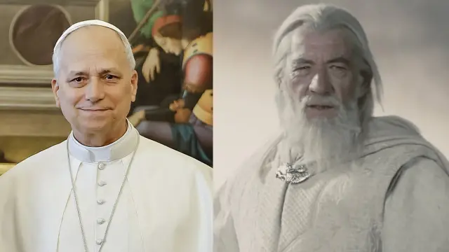 Papa León XIV y Gandalf el Blanco