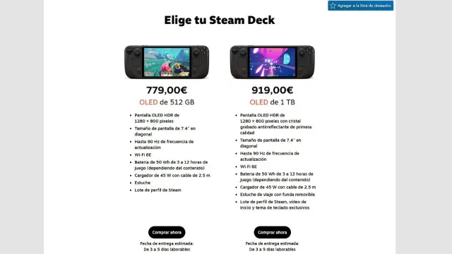 Precios actualizados de Steam Deck OLED (mayo de 2026).