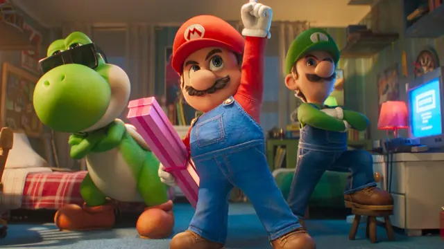 Yoshi, Luigi y Mario en Super Mario Galaxy: La película