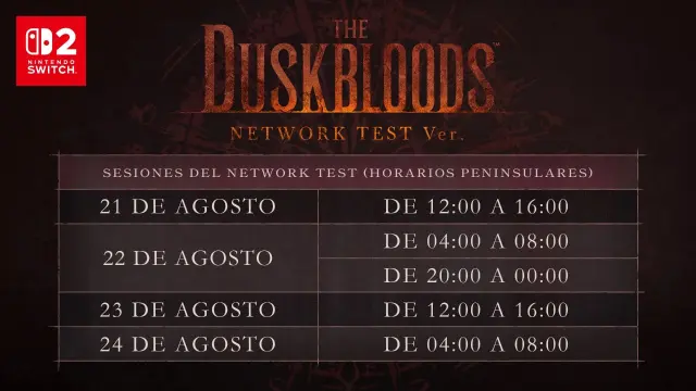 Horarios y fechas de la prueba de red de The Duskbloods