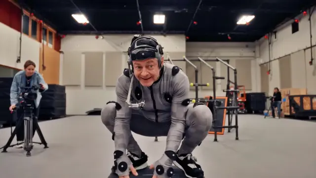 Andy Serkis en el rodaje de El Señor de los Anillos: La caza de Gollum