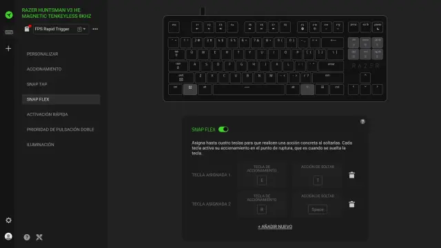 Razer Huntsman V3 HE Magnetic TKL 8khz configuración en Synapse