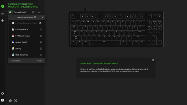 Razer Huntsman V3 HE Magnetic TKL 8khz configuración en Synapse