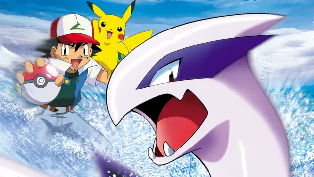 Ash, Pikachu y Lugia en Pokémon 2: El poder de uno