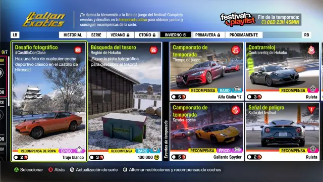 Cómo completar el desafío fotográfico Castillo con clase y la búsqueda del tesoro de Hokubu en Forza Horizon 6