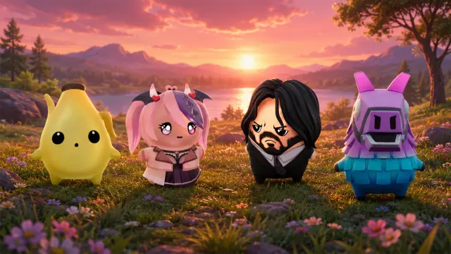 Bananín, Ironmouse, John Wick y Llama en Fortnite