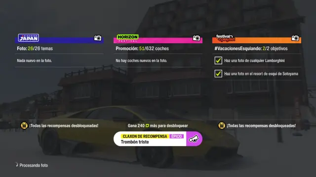 Cómo completar el desafío fotográfico Vacaciones esquiando en Forza Horizon 6 y la búsqueda del tesoro de Takashiro