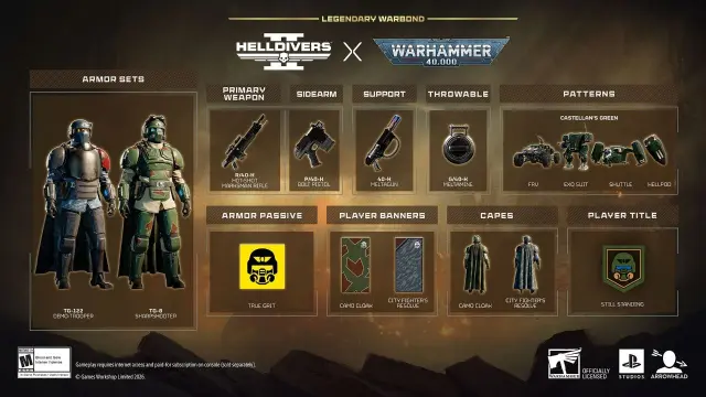 Helldivers 2 x Warhammer 40.000: Bono de guerra legendario Castellan's Creed