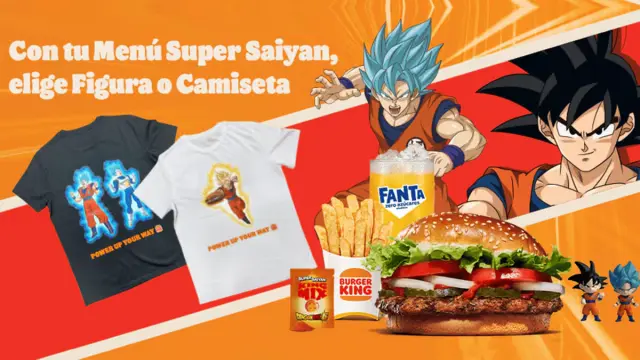 Menú Super Saiyan de Burger King con figura o camiseta de edición limitada