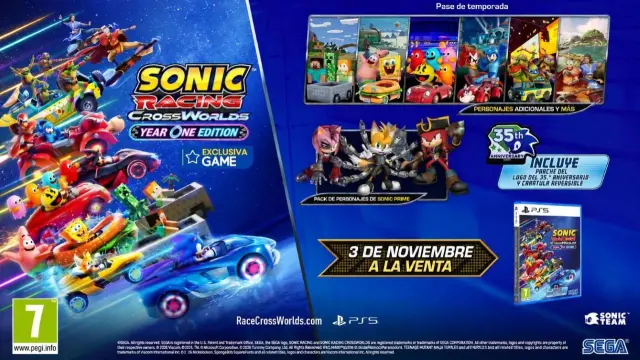 Sonic Racing CrossWorlds Year One Edition exclusiva GAME