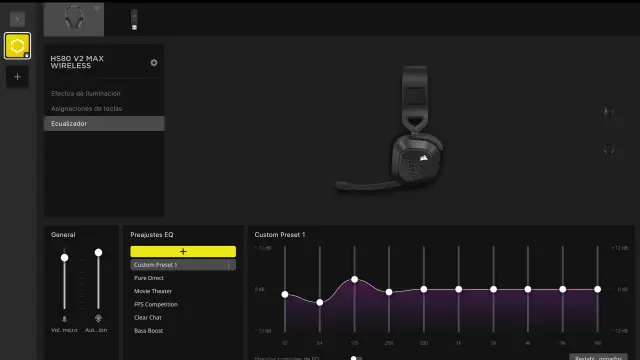Corsair HS80 V2 Max, configuración en iCUE