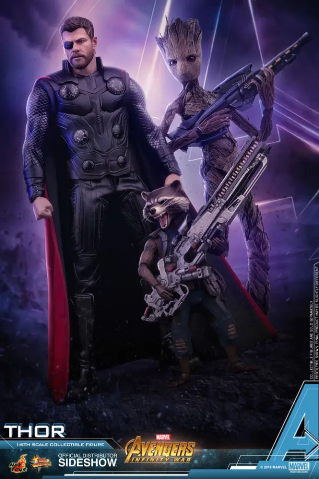 Thor, Rocket Racoon y Teen Groot Vengadores: Infinity War. Hot Toys