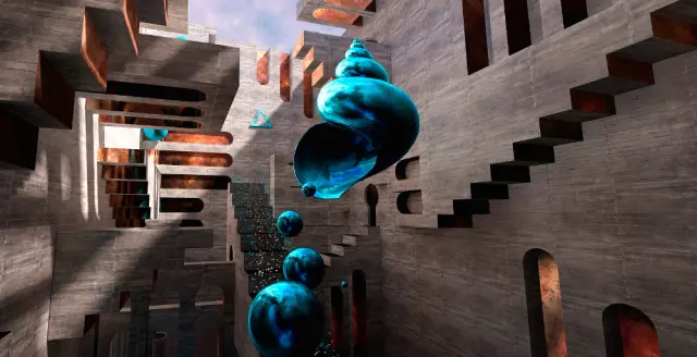 El estilo artístico de Daedalus presenta influencias del brutalismo, surrealismo, Escher y Dalí.