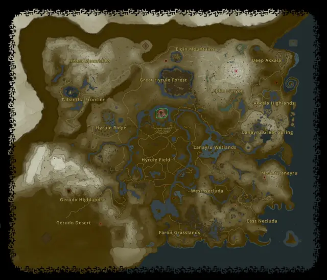 Localización del Templo del Viento (mapa de la superficie)