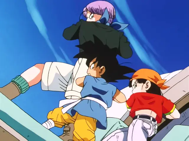 Goku, Trunks y Pan matan a Rilld con un triple Kame Hame Ha