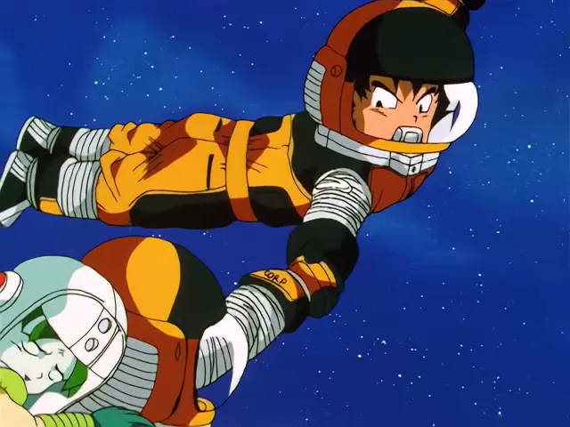 Goku, Pan y Trunks salvan a un misterioso niño en mitad del espacio en el episodio 23 de Dragon Ball GT