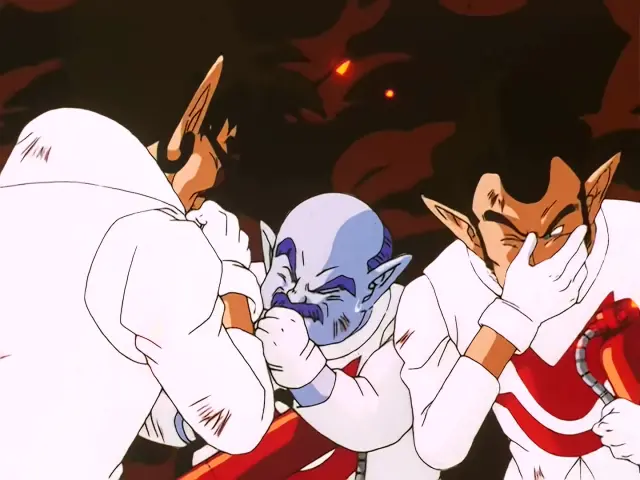 Baby estrangula a Trunks en el episodio 24 de Dragon Ball GT