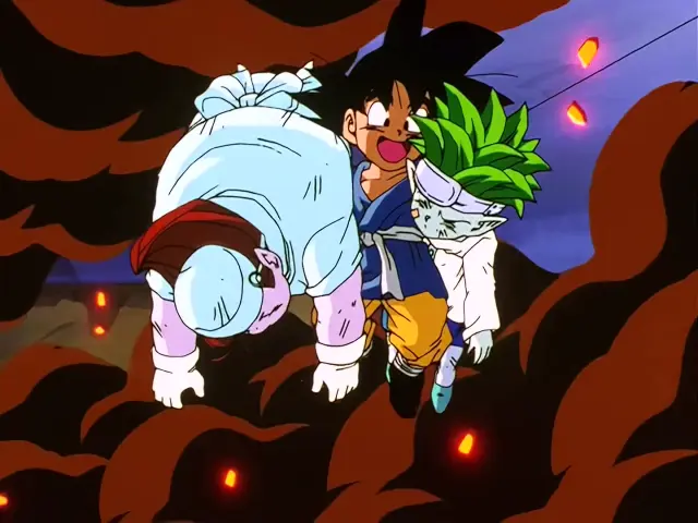 Baby estrangula a Trunks en el episodio 24 de Dragon Ball GT