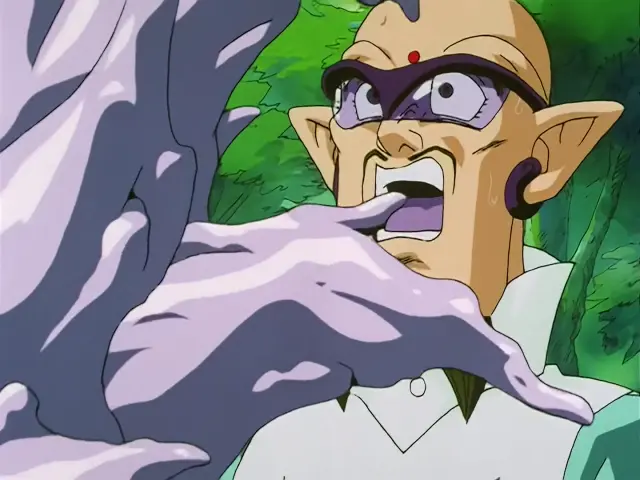 Baby estrangula a Trunks en el episodio 24 de Dragon Ball GT
