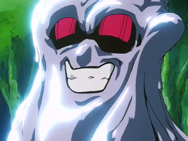 Baby estrangula a Trunks en el episodio 24 de Dragon Ball GT