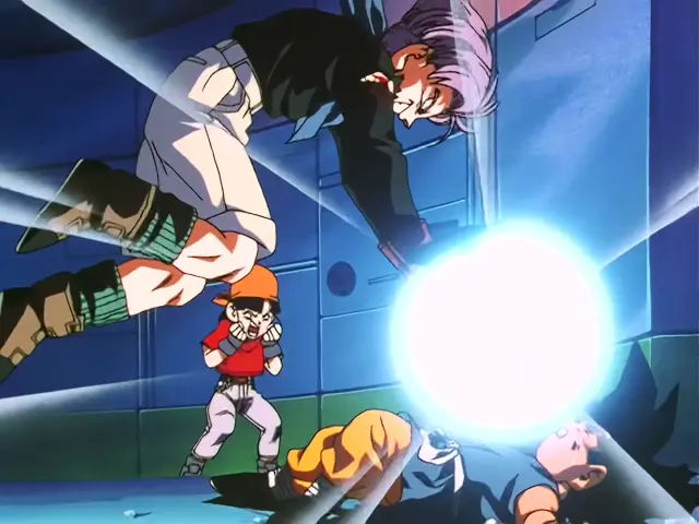 Baby posee a Trunks en el episodio 24 de Dragon Ball GT